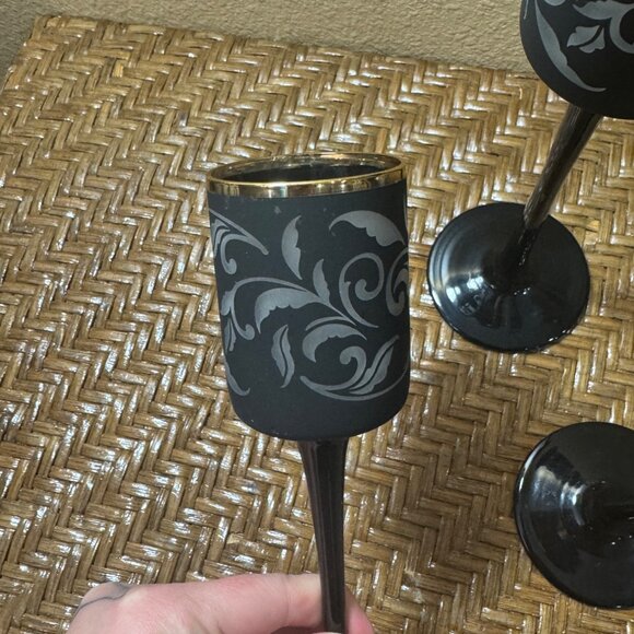 Partylite Candle Holders Black Gold Trim Set Of 3 - Picture 7 of 9